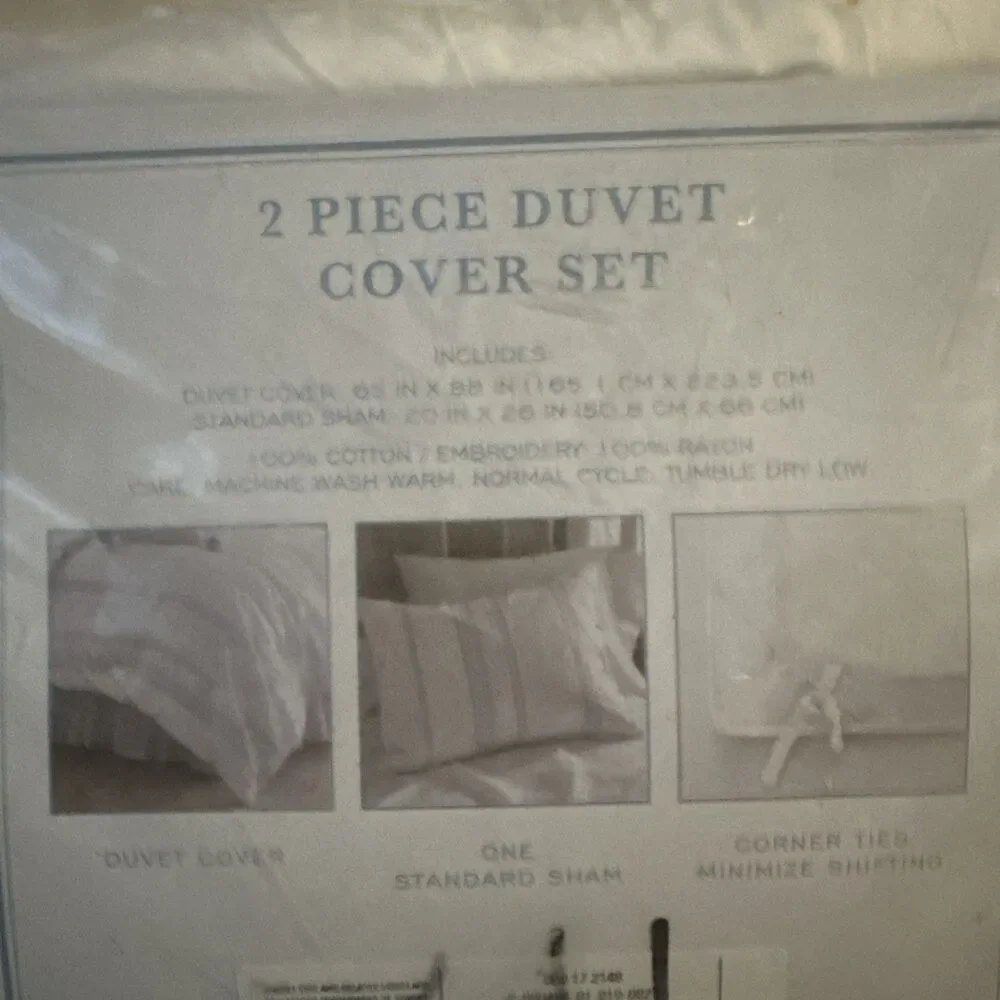 Simply Shabby Chic Blue Embroidered Twin Duvet & Sham Set 2pc
